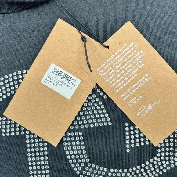 π NWT UGG x Telfar Logo Crystal Mockneck Top Turtleneck Rhinestone Black Small - Picture 10 of 11